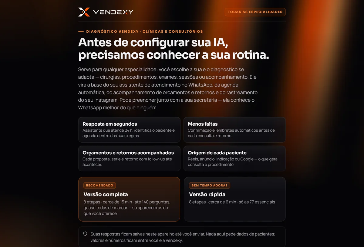 Formulário: O início do formulário de médicos: o que ele resolve e a escolha entre a versão completa e a rápida.